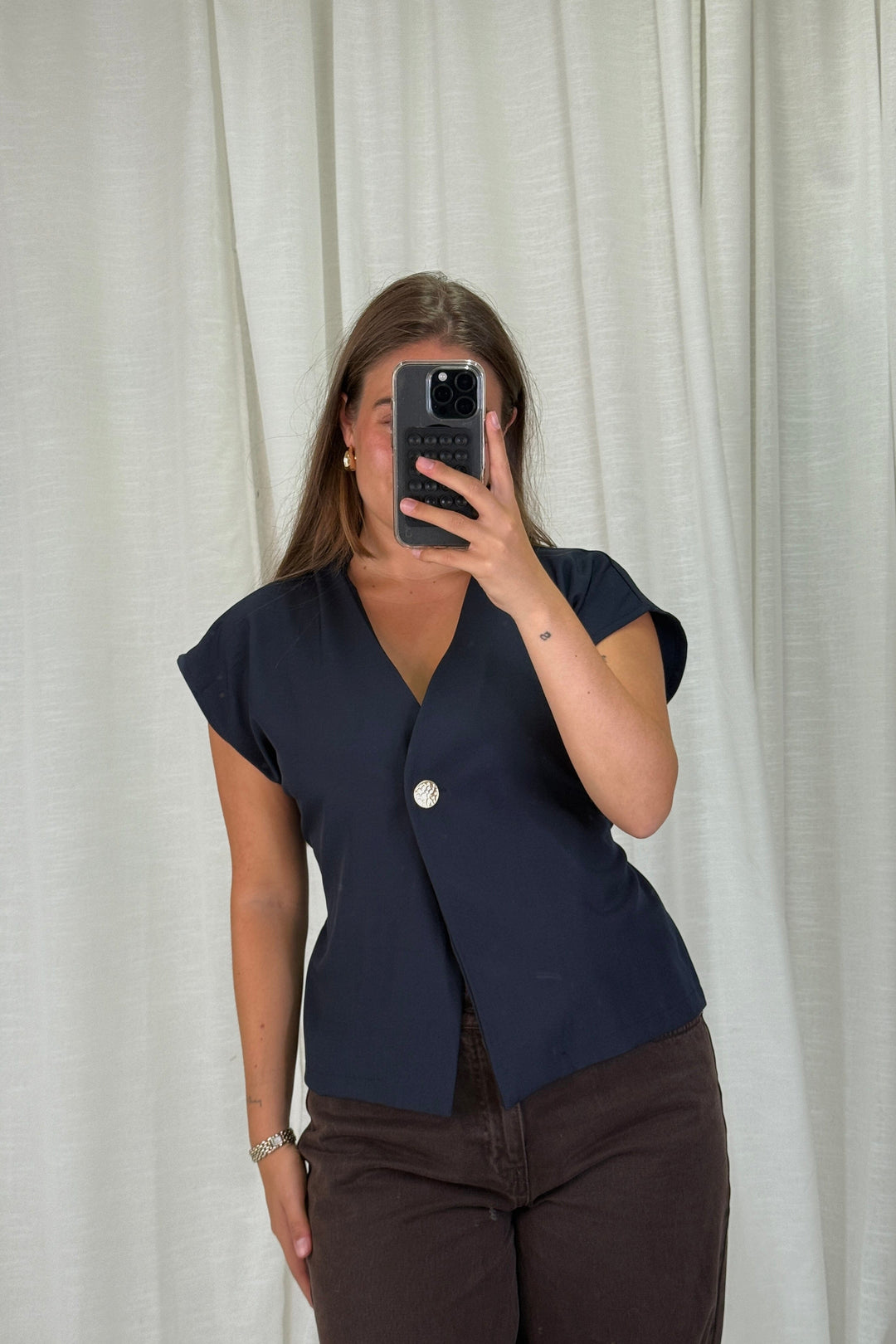 A-bee - Clarice Top - Navy Toppe