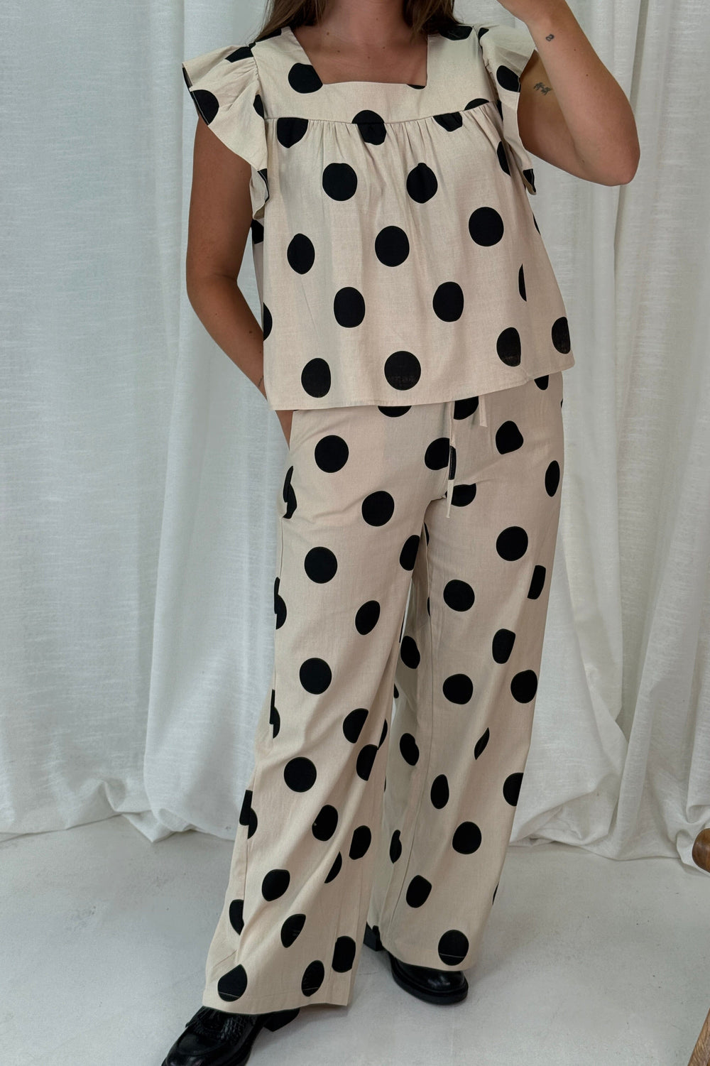 A-bee - Fanny Dot Pants - Ecru Kjoler