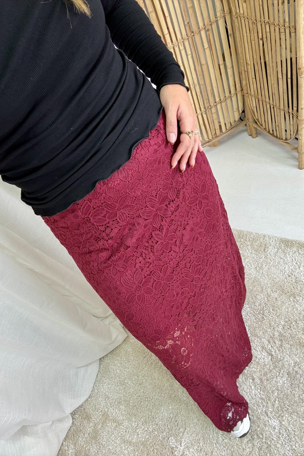 A-bee - Lace Skirt A6923-W6 - Burgundy Nederdele