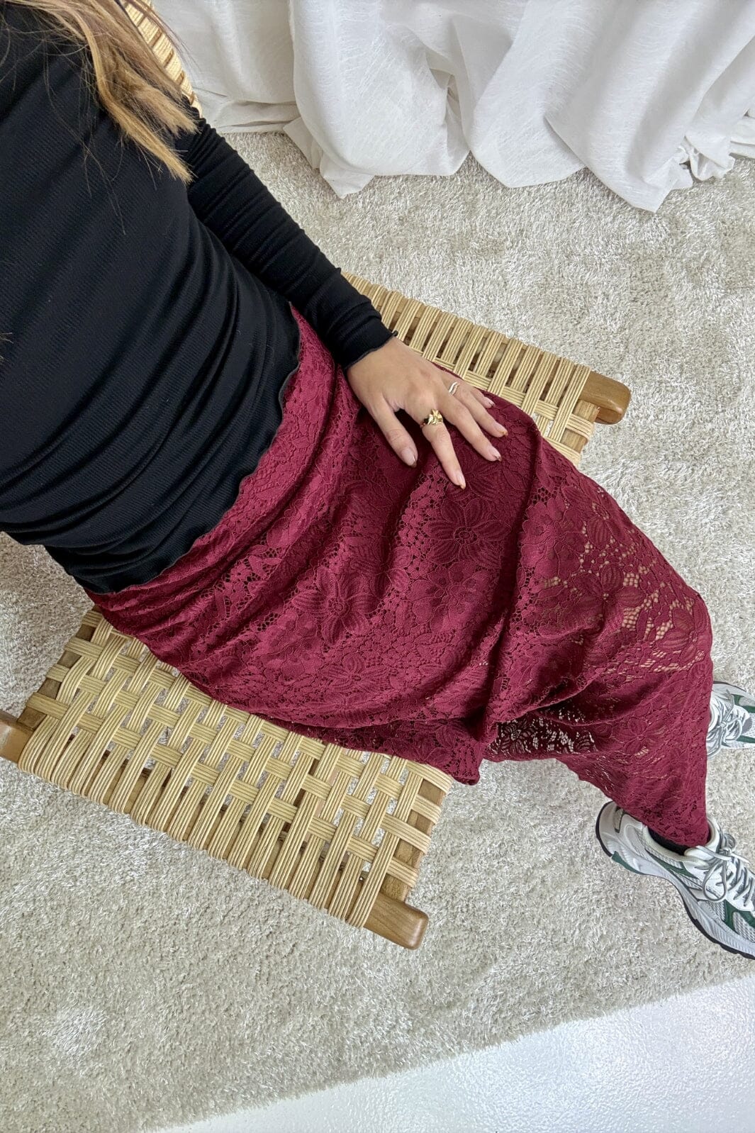A-bee - Lace Skirt A6923-W6 - Burgundy Nederdele
