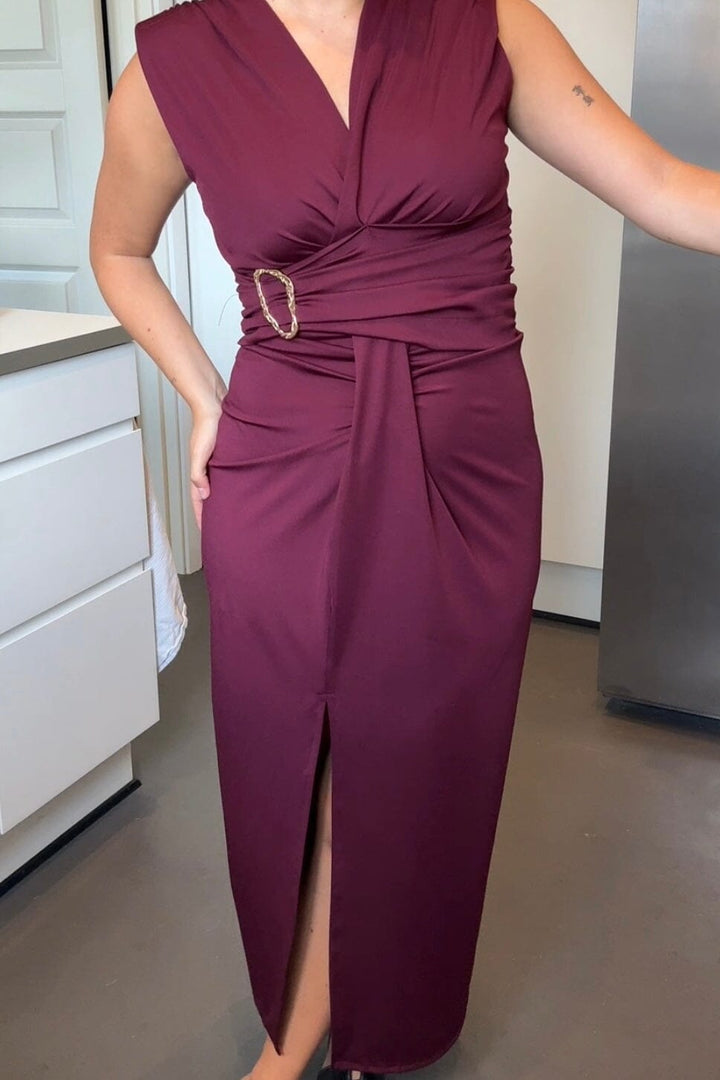 A-bee - Mirella Dress - Burgundy Kjoler