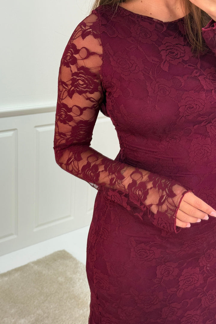 A-bee - Ramona Dress - Burgundy Kjoler