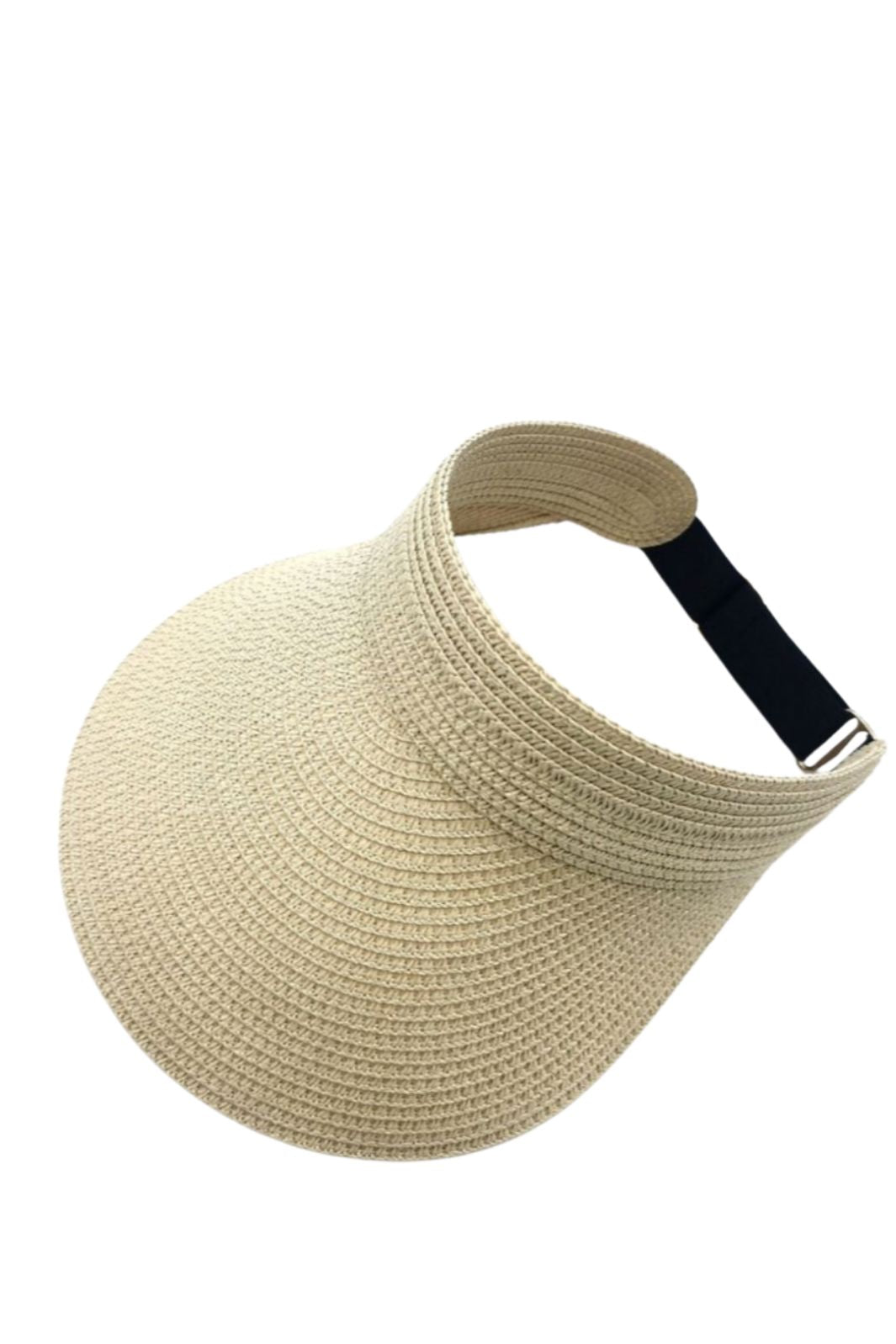 A-bee - Visor Straw Elastic Hat - Beige Hatte
