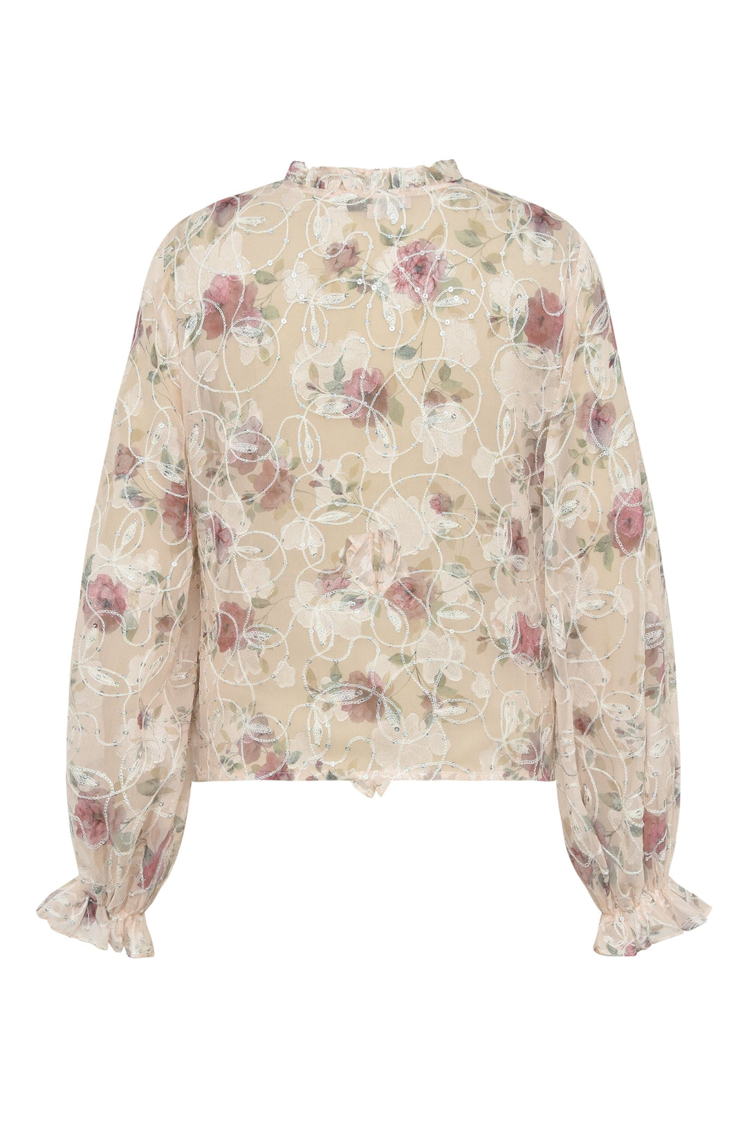 A-View - Flounce Blouse AV7039 - 308 - Sand/Dusty Green Bluser