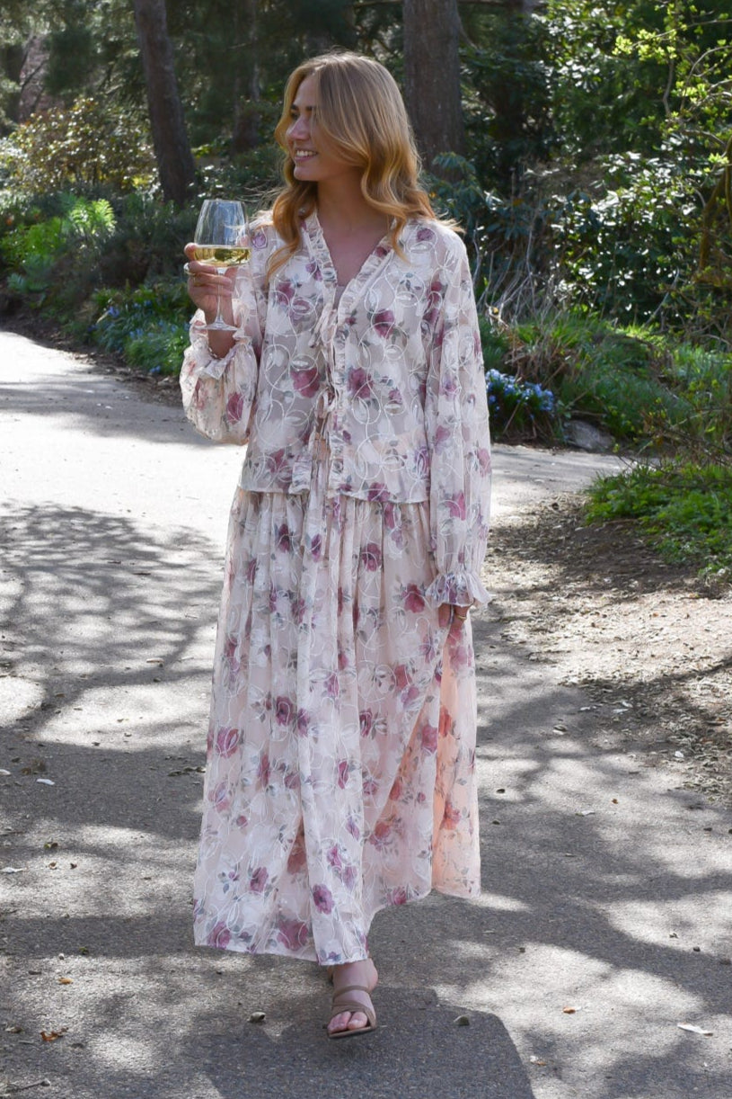 A-View - Flounce Skirt AV7040 - 308 - Sand/Dusty Green Nederdele