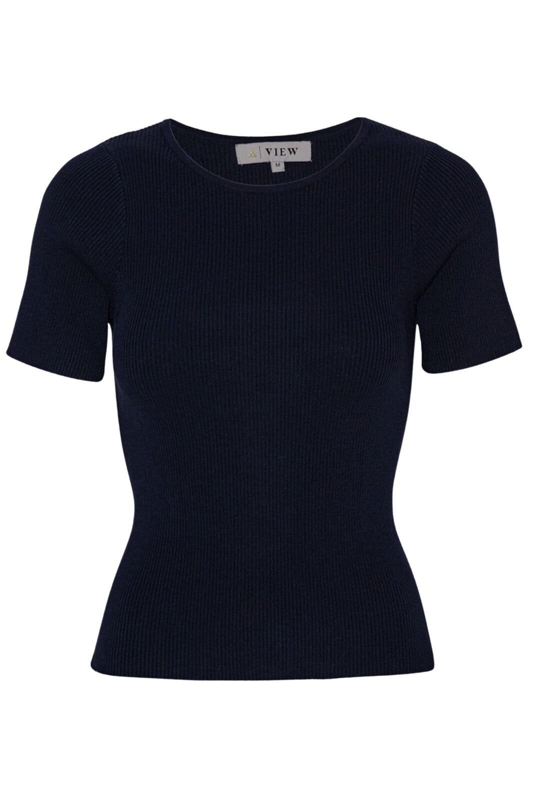 A-View - Rib Knit Short Sleeve Top - 999 Black T-shirts