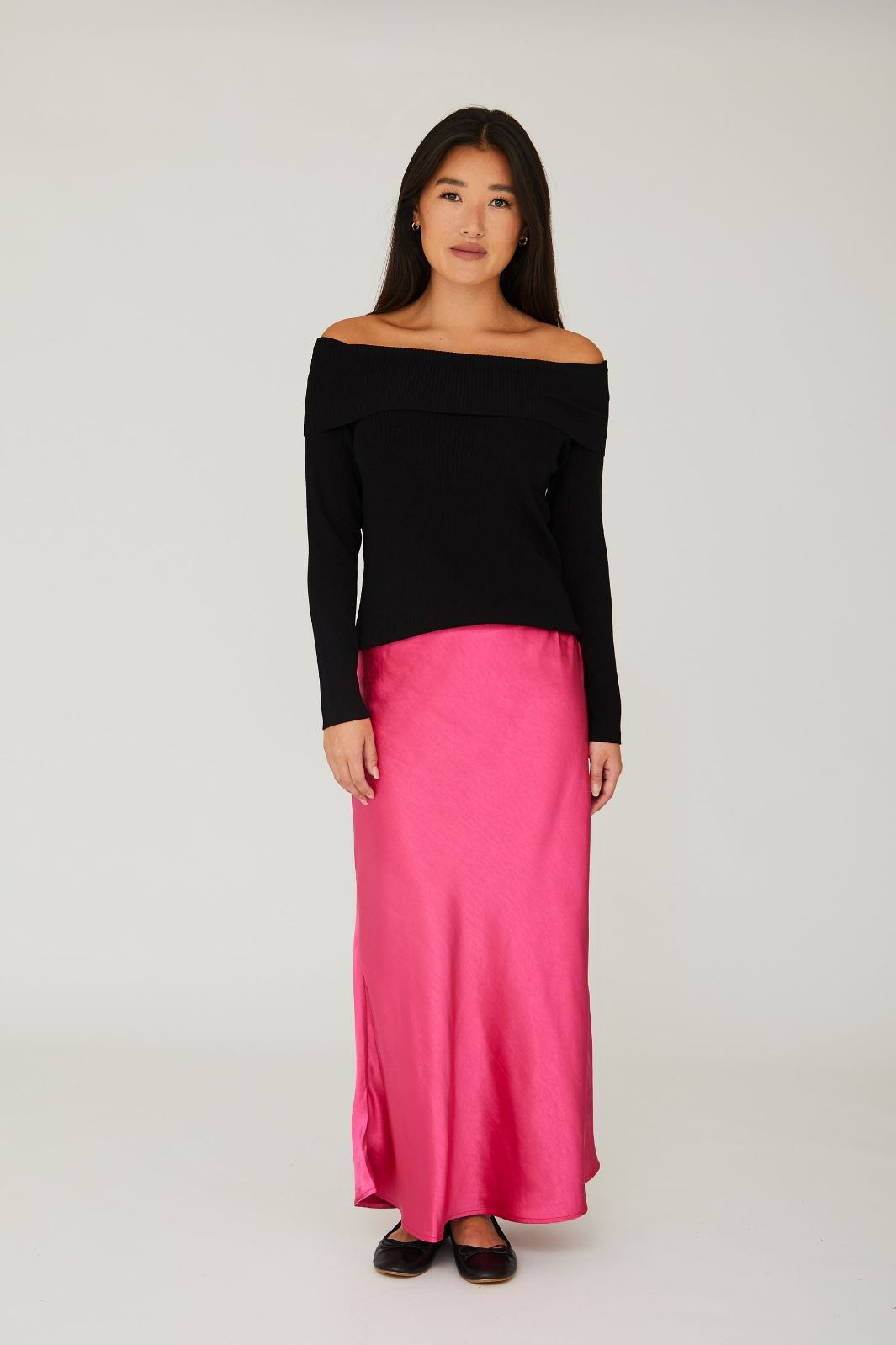 A-View - Rib Offshoulder Blouse - 999 Black Bluser