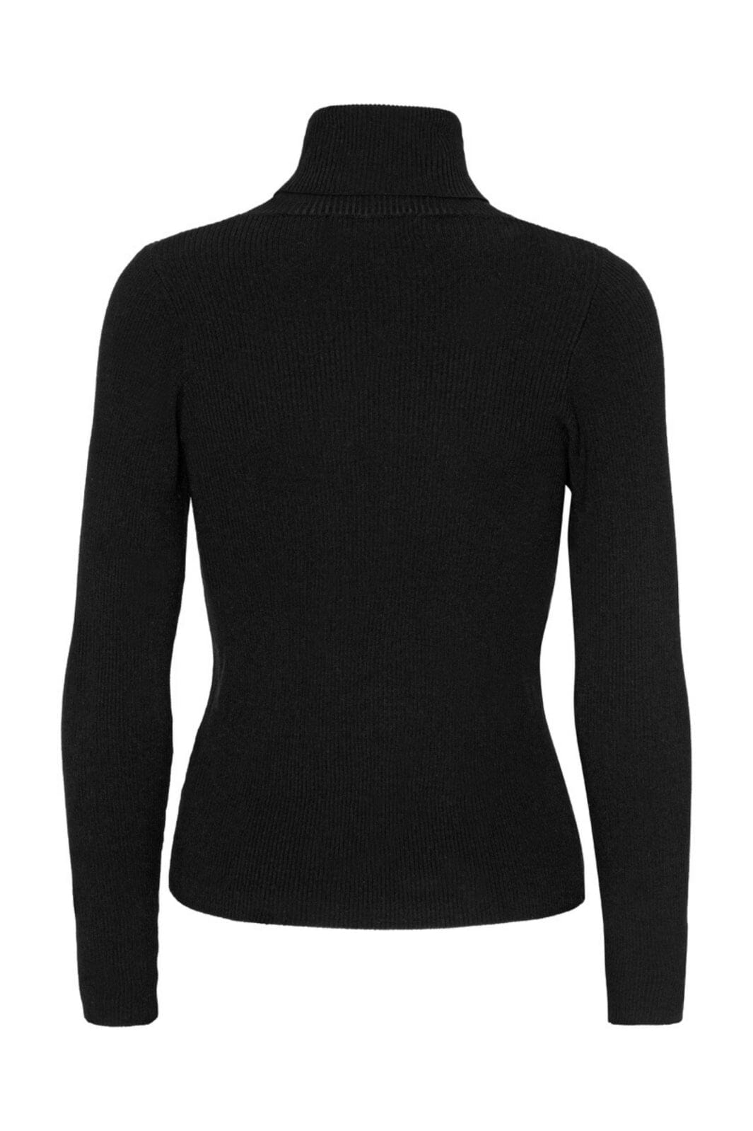 A-View - Rib Rollneck Blouse - 999 Black Strikbluser