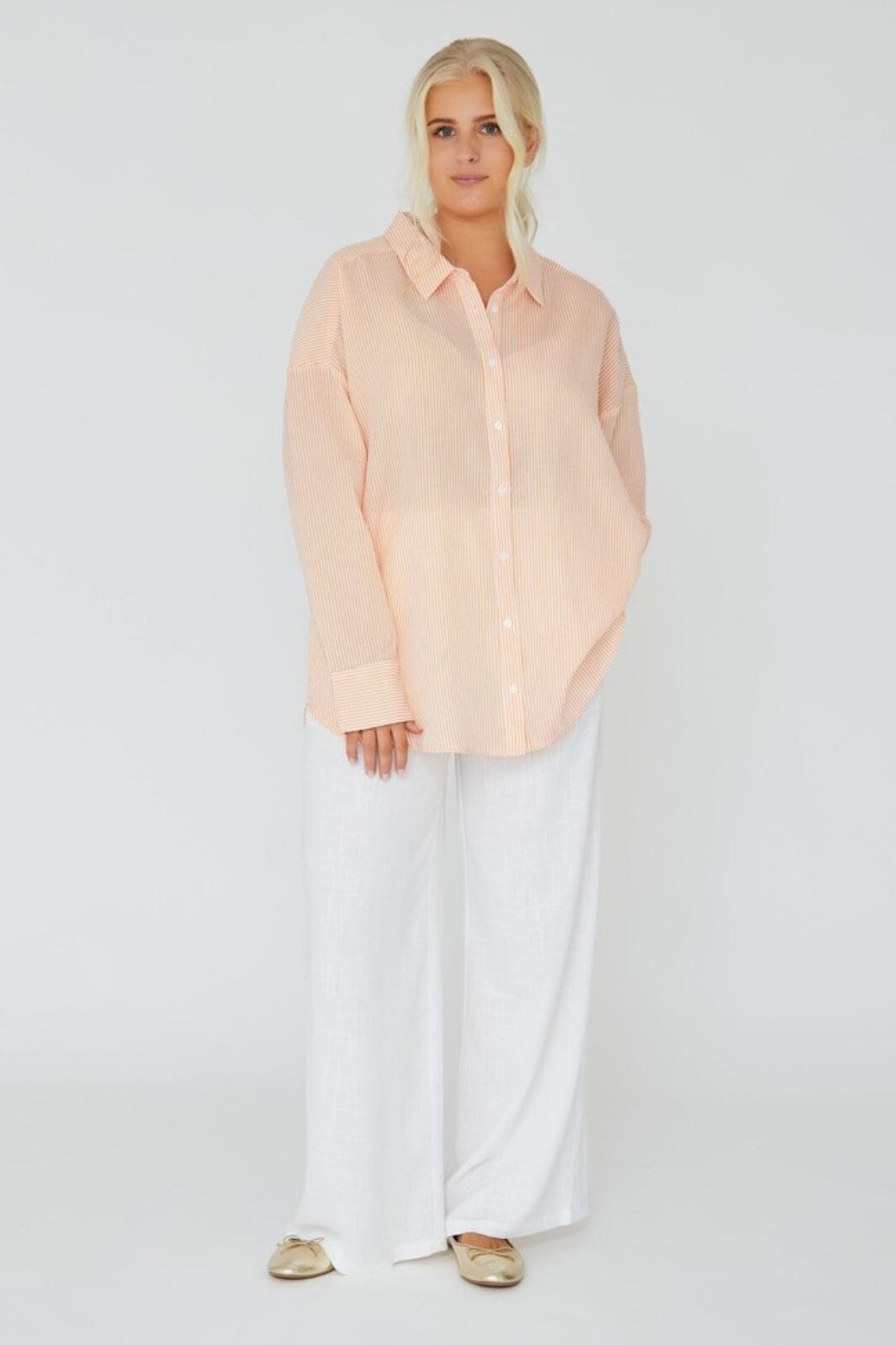 A-View - Sonja Shirt - 867 Orange/White Skjorter