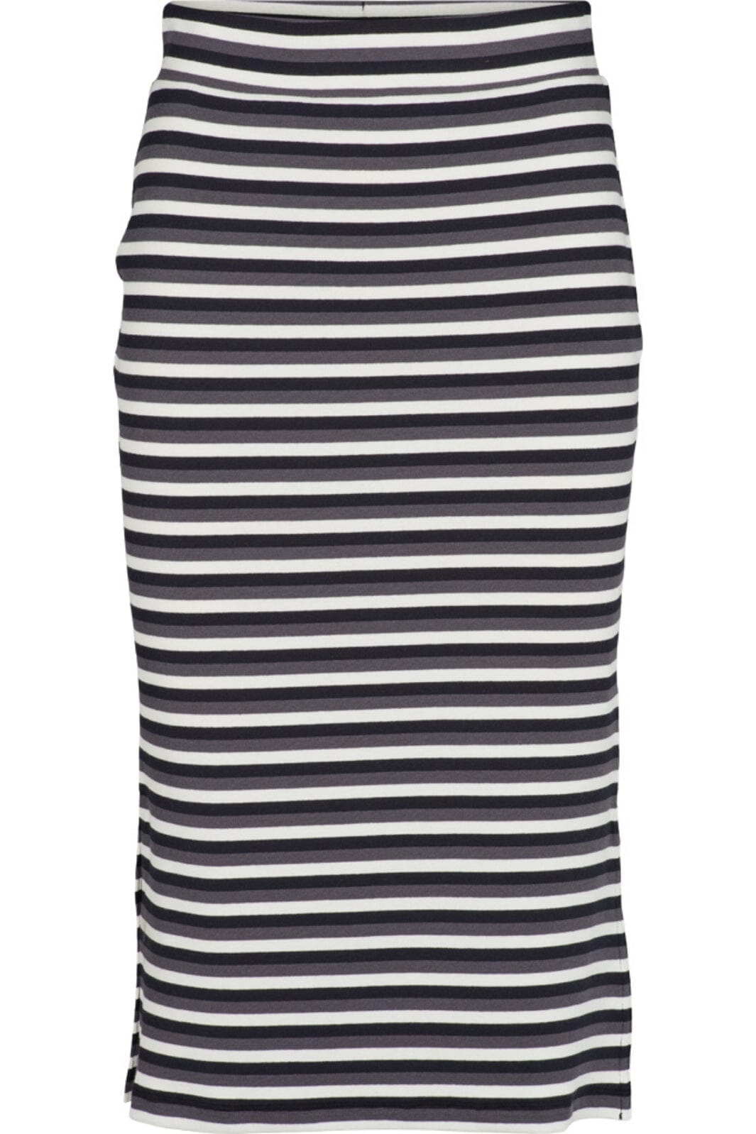 Basic Apparel - Ludmilla Long Skirt - 653 Whisper White/ Dark Grey Melange / Black Nederdele