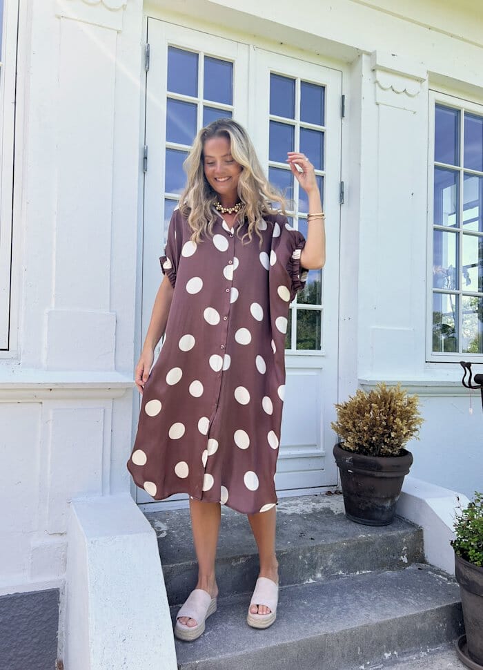 Black Colour - Bcmabel Satin Dress 40989 - Mocca Dot Kjoler