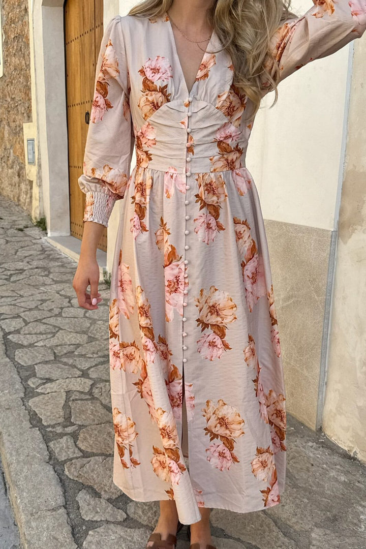 BYIC - Adelic Long Dress A2327 - Dusty Rose Print