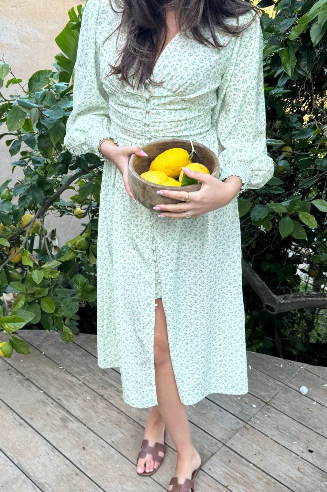 BYIC - Adelic Long Dress - gfsp Green Flower Stem Print Kjoler