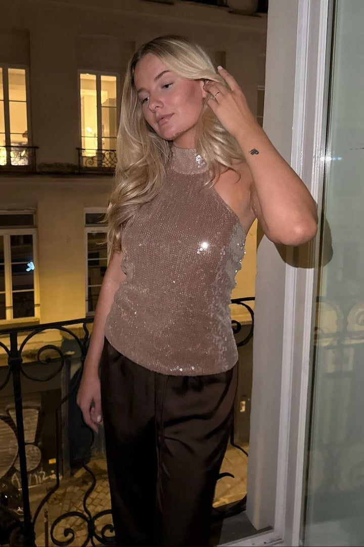 BYIC - Emilyic Top A23739 - Light Brown Sequin T-shirts