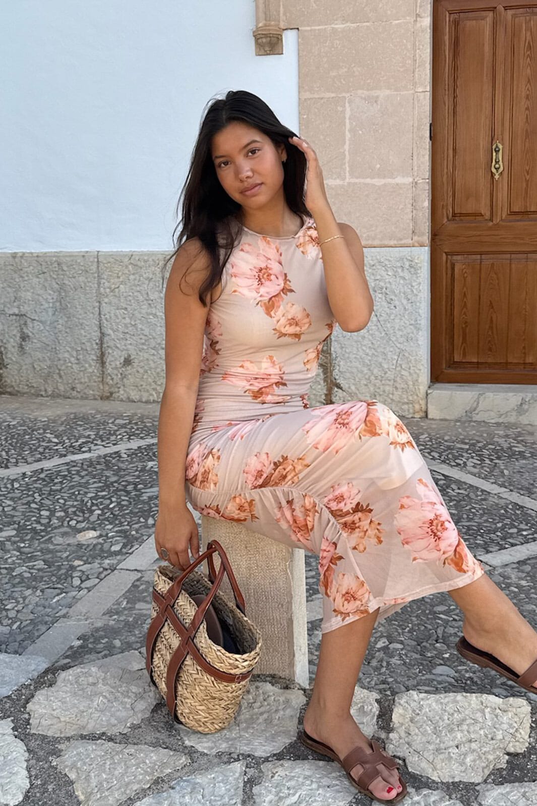 BYIC - Miraic Mesh Dress A23631 - Dusty Rose Print