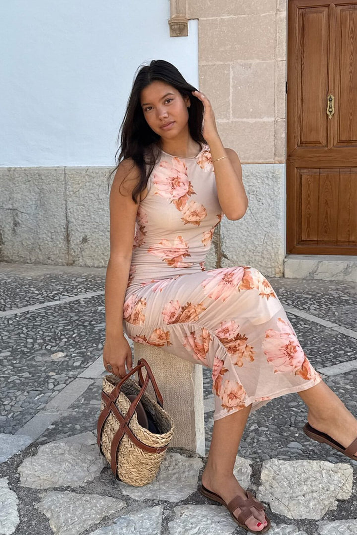 BYIC - Miraic Mesh Dress A23631 - Dusty Rose Print