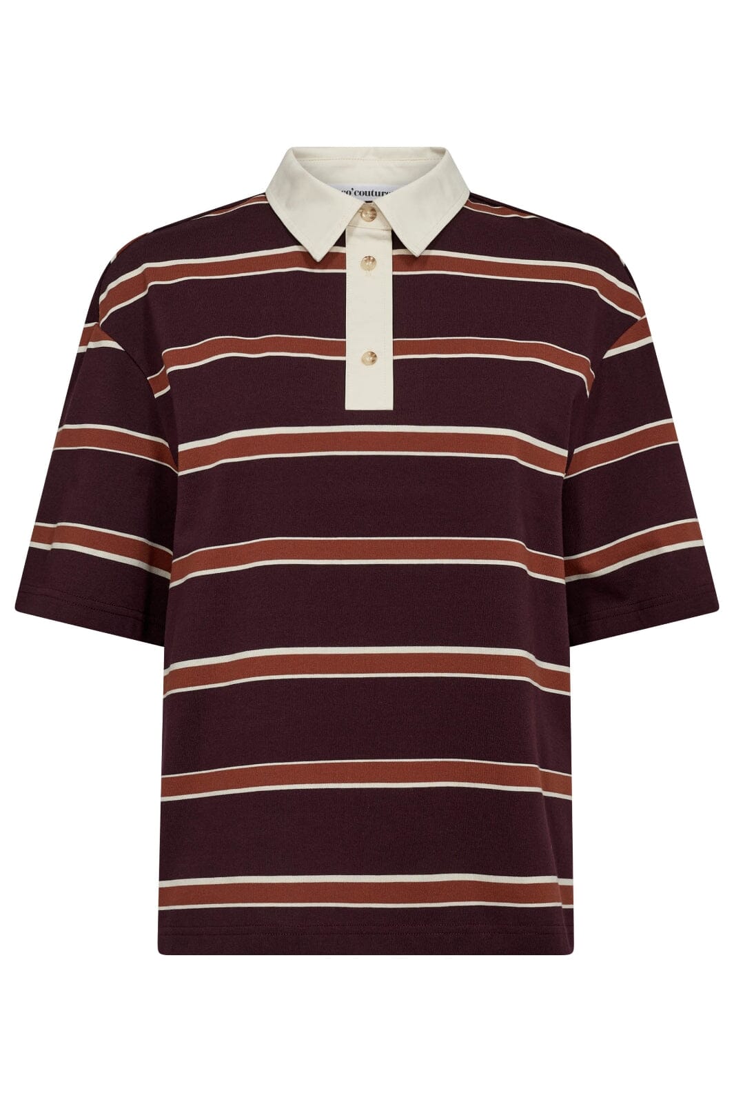Co´Couture - Augustacc Stripe Polo Tee 33175 - 87 - Winered