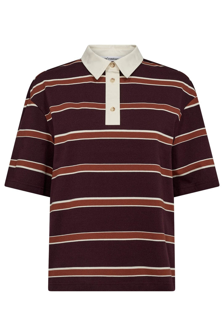 Co´Couture - Augustacc Stripe Polo Tee 33175 - 87 - Winered