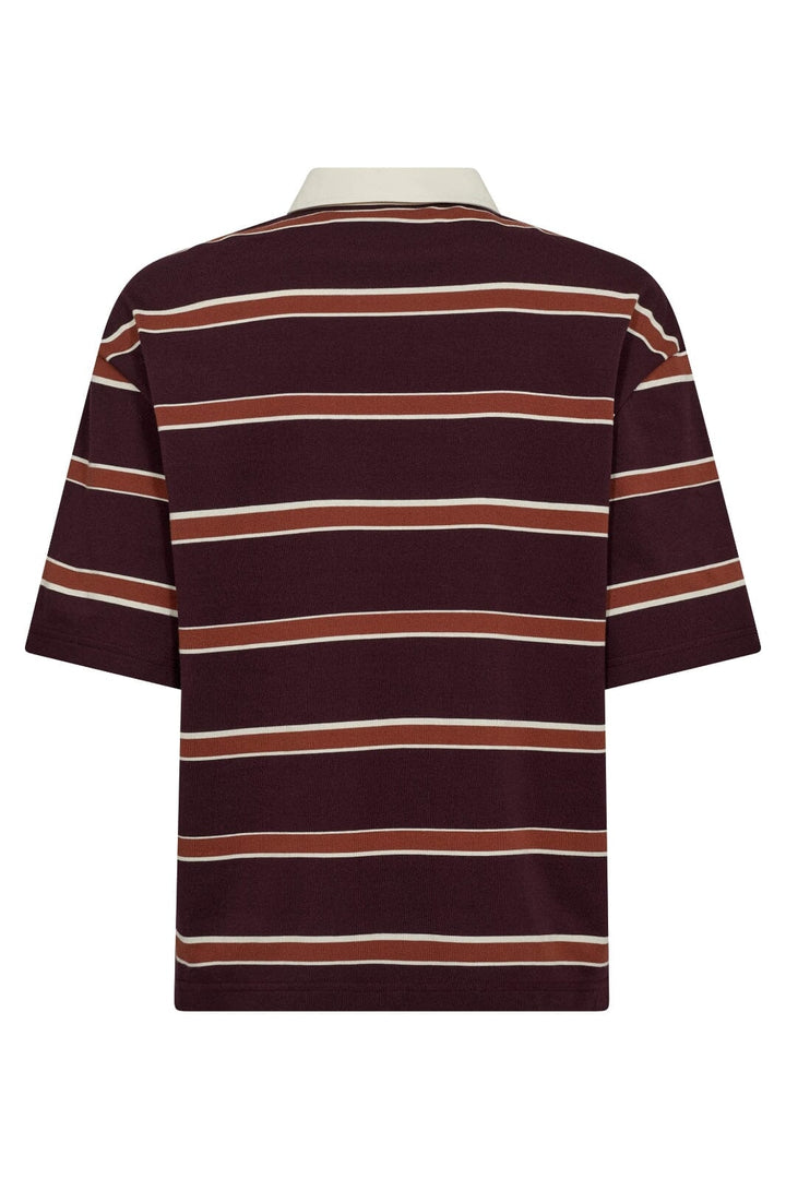 Co´Couture - Augustacc Stripe Polo Tee 33175 - 87 - Winered