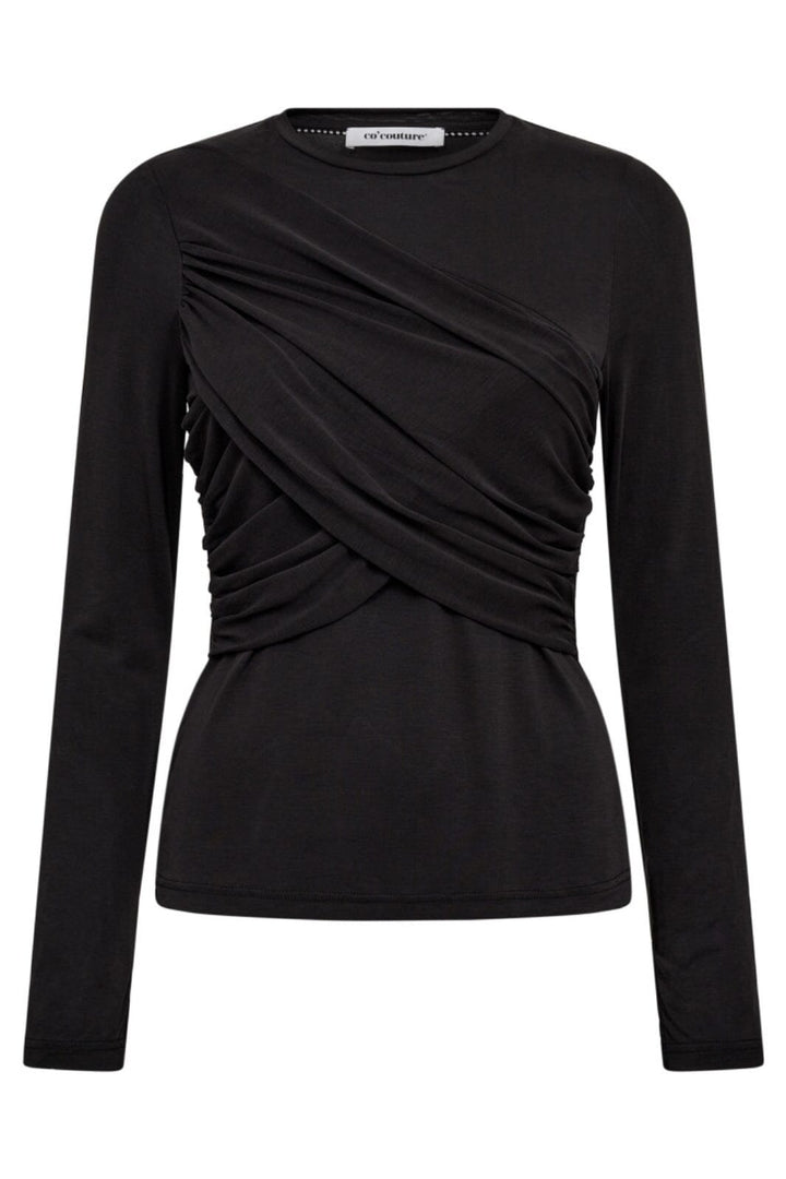 Co´Couture - Camillacc Drape Ls Blouse 33190 - 140 - Dark Grey