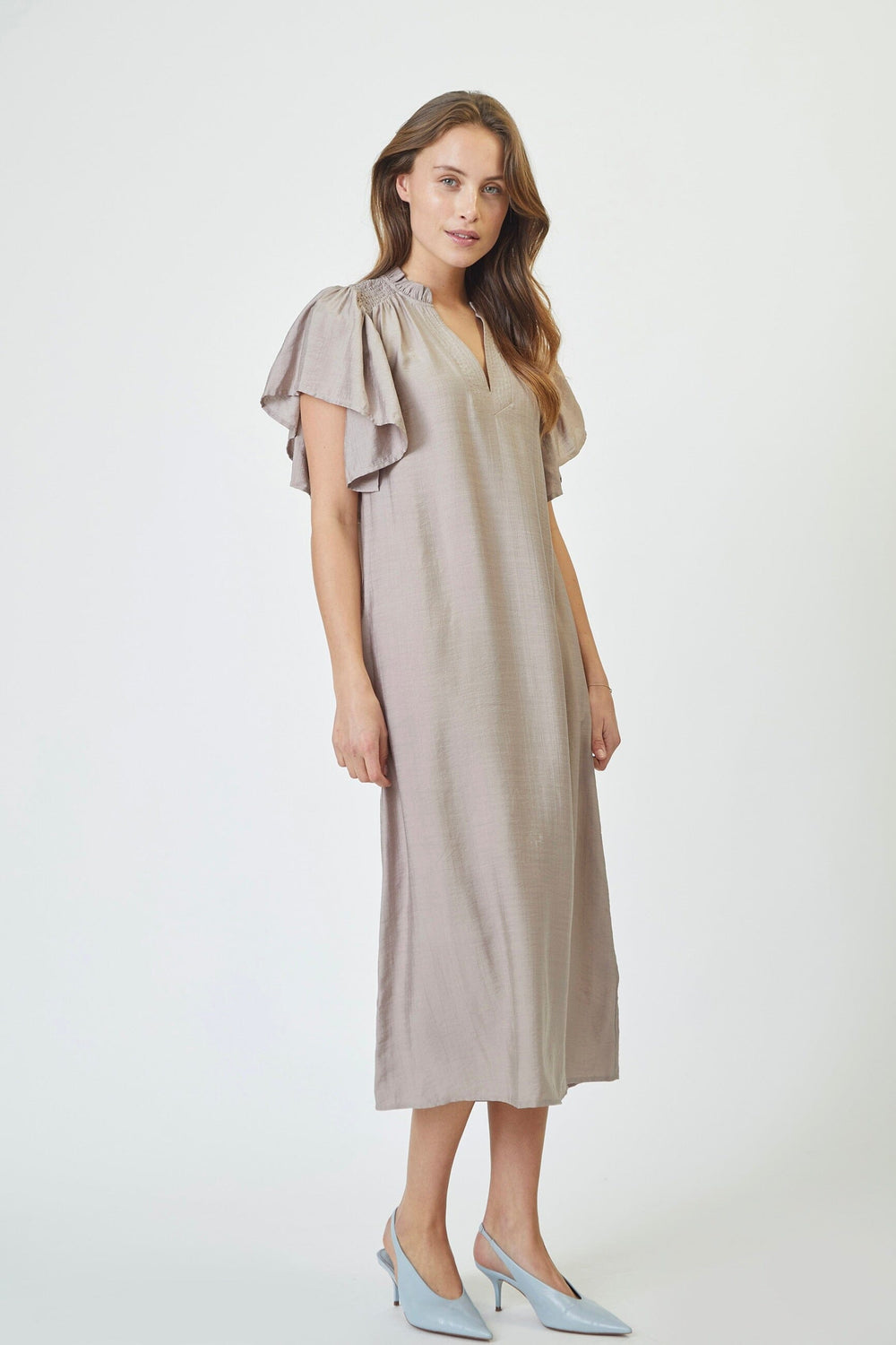 Co´Couture - Heracc Ss Frill Dress 36421 - 154 - Walnut Kjoler