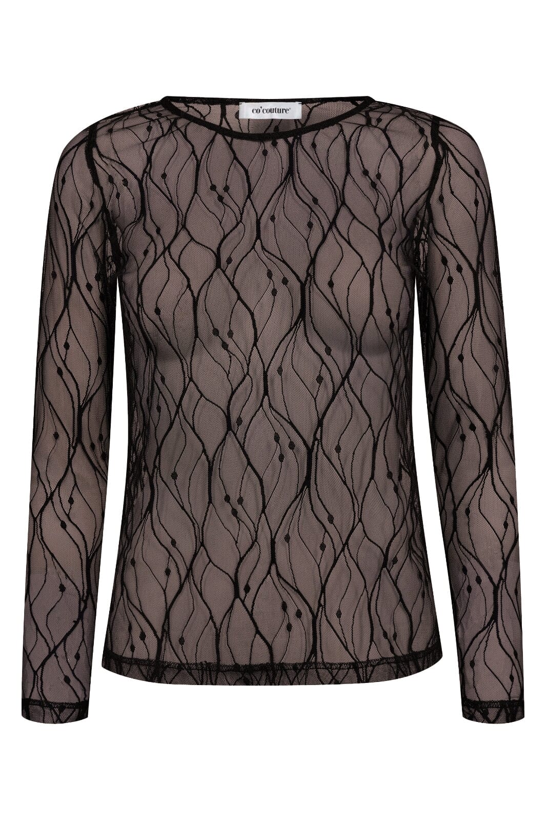 Co´Couture - Mercycc Mesh O-Blouse 33187 - 145 - Dark Brown Bluser
