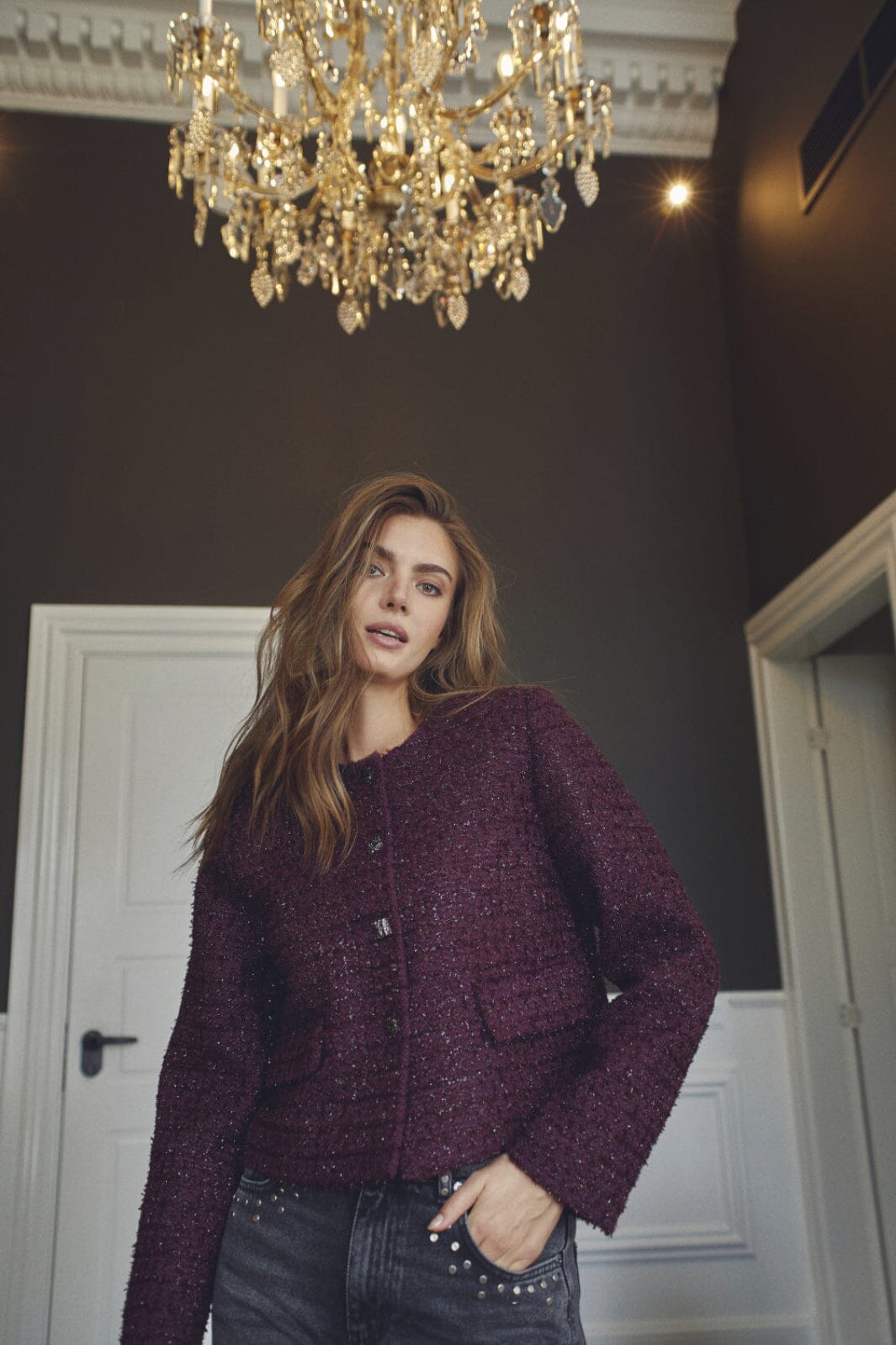 Co´Couture - Peachcc Boucle Jacket 30357 - 67 - Plum Jakker