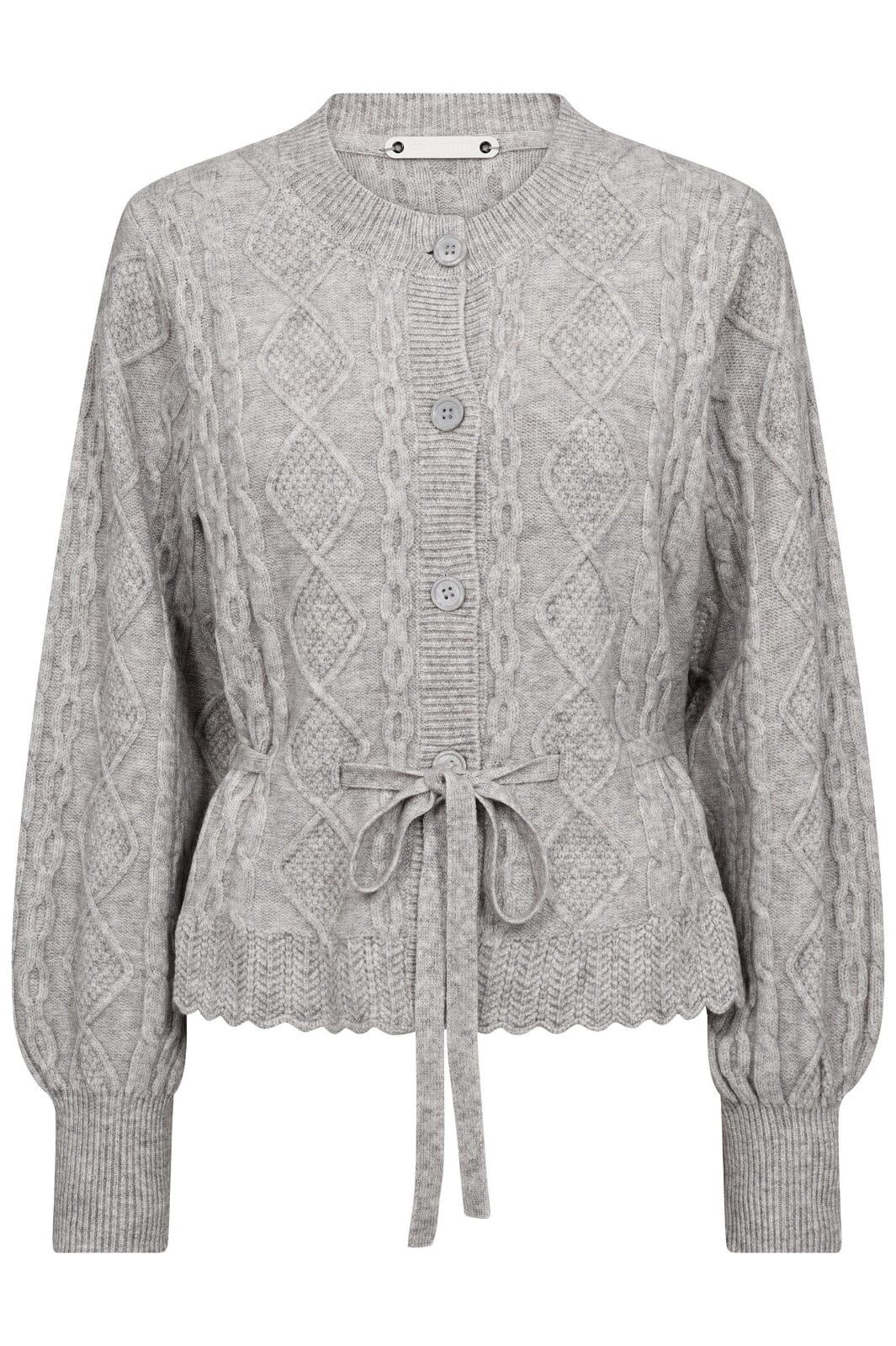 Co´Couture - Rowcc Cable Tie Cardigan 32166 - 137 - Pale Grey Cardigans