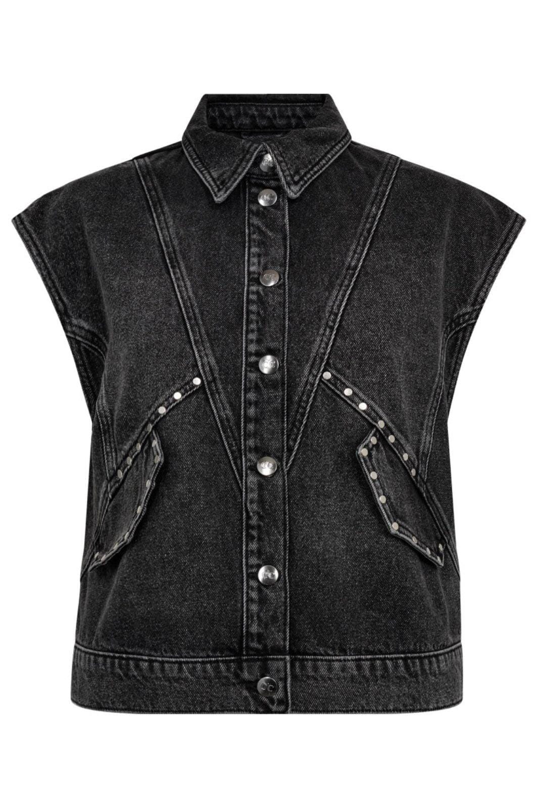 Co´Couture - Vickycc Stud Denim Vest 30367 - 96 - Black Veste