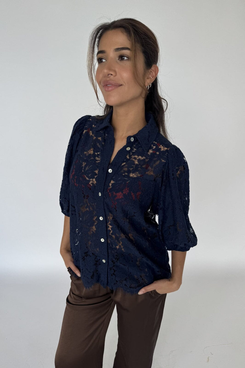 Continue - Alicia Lace Blouse 14988 - Navy Blue