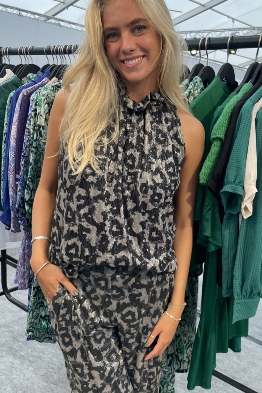 Continue - Lea Silver Leo - Foil Silver Print Bukser