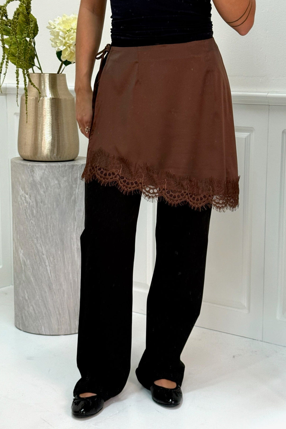 Dear Molly - Lace Wrap Skirt - Brown