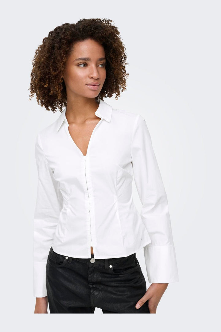 Only - Onlbeya Ls Fitted Hook Shirt - 4942456 Bright White