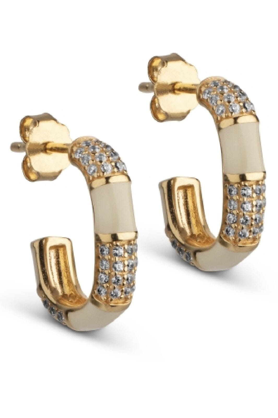 Enamel Copenhagen - Hoops, Oline - Beige And Clear Cz Øreringe