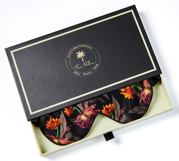 Fan Palm - Sleeping Eye Mask - Black Hibiscus Sovemaske