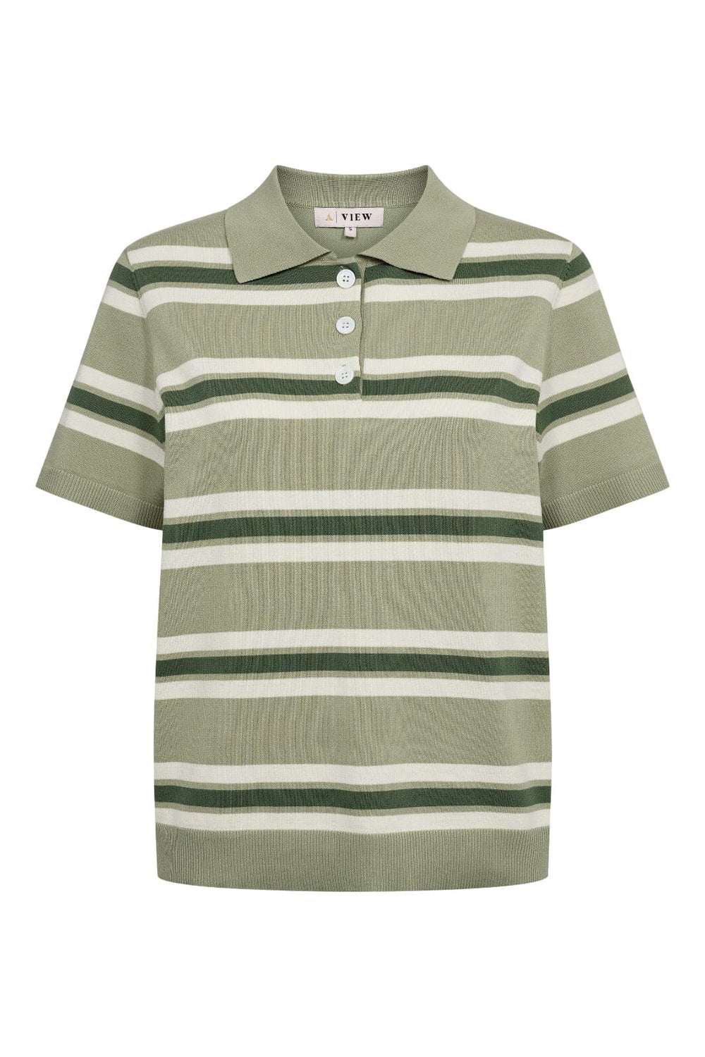 A-VIEW - Polo Stripe Knit Blouse AV5060 - 859 - Dusty Green