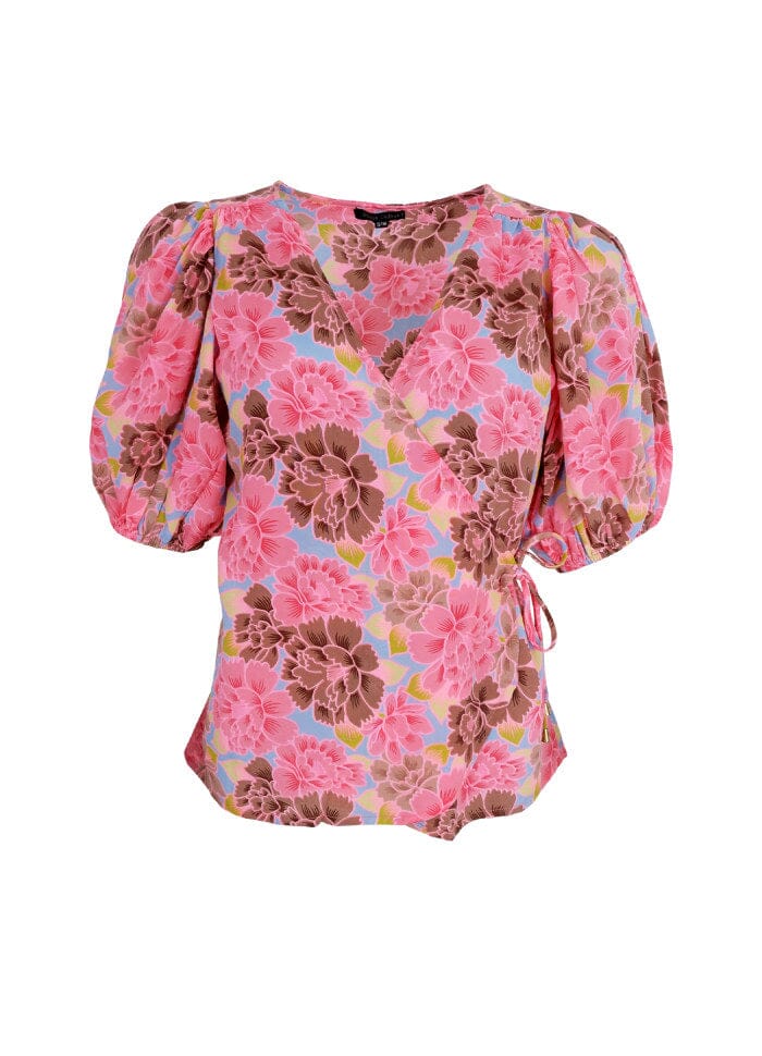 Forudbestilling - Black Colour - Bcluna Puff Sleeve Wrap Blouse - Blossom Candy Bluser