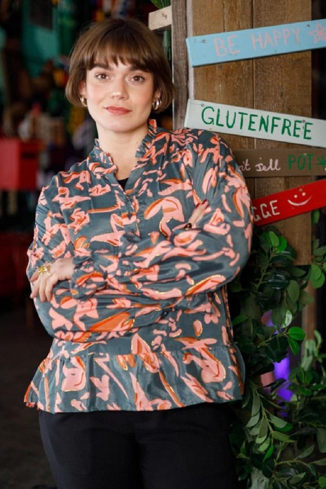 Forudbestilling - Black Colour - Bcluna Ruffle Blouse - Peony Coral