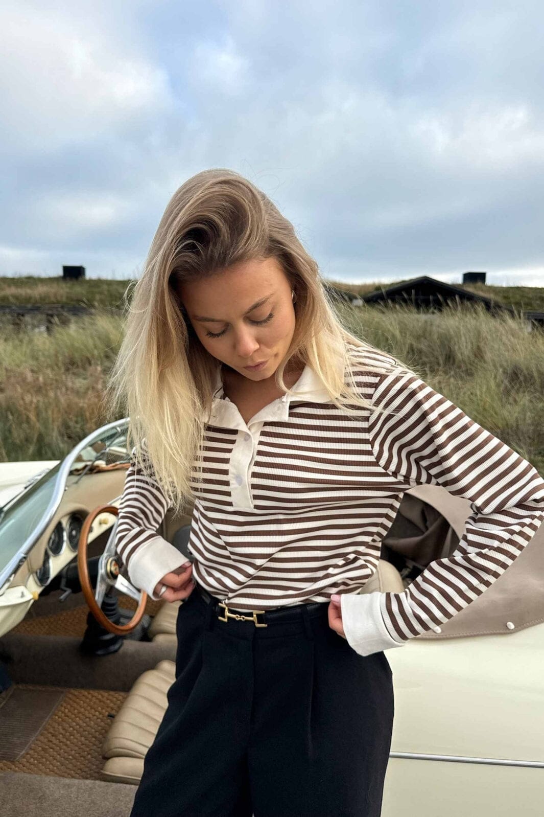 Forudbestilling - BYIC - Carlyic Polo - browns Brown Stripes Bluser