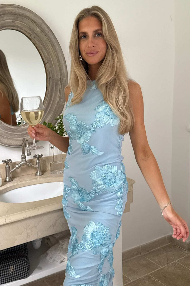 BYIC - Miraic Mesh Dress A23766 - Blue Flower