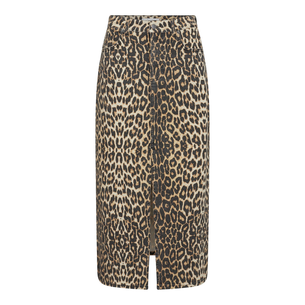 Forudbestilling - Co´couture - Leocc Denim Slit Skirt 34110 - 16 Khaki Nederdele