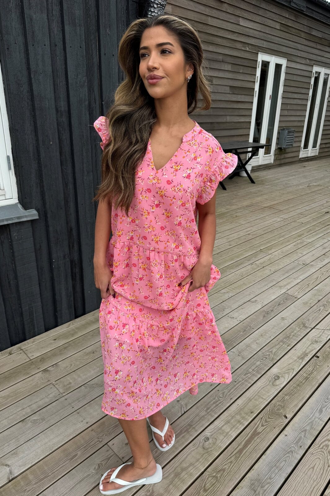 Continue - Bea Long Flowerprint 14891 - Yellow Flower