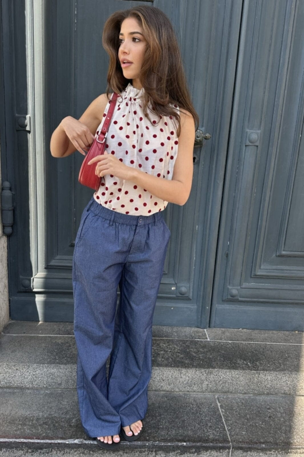 Continue - Liva Dot 14973 - White W Bordaux Dot