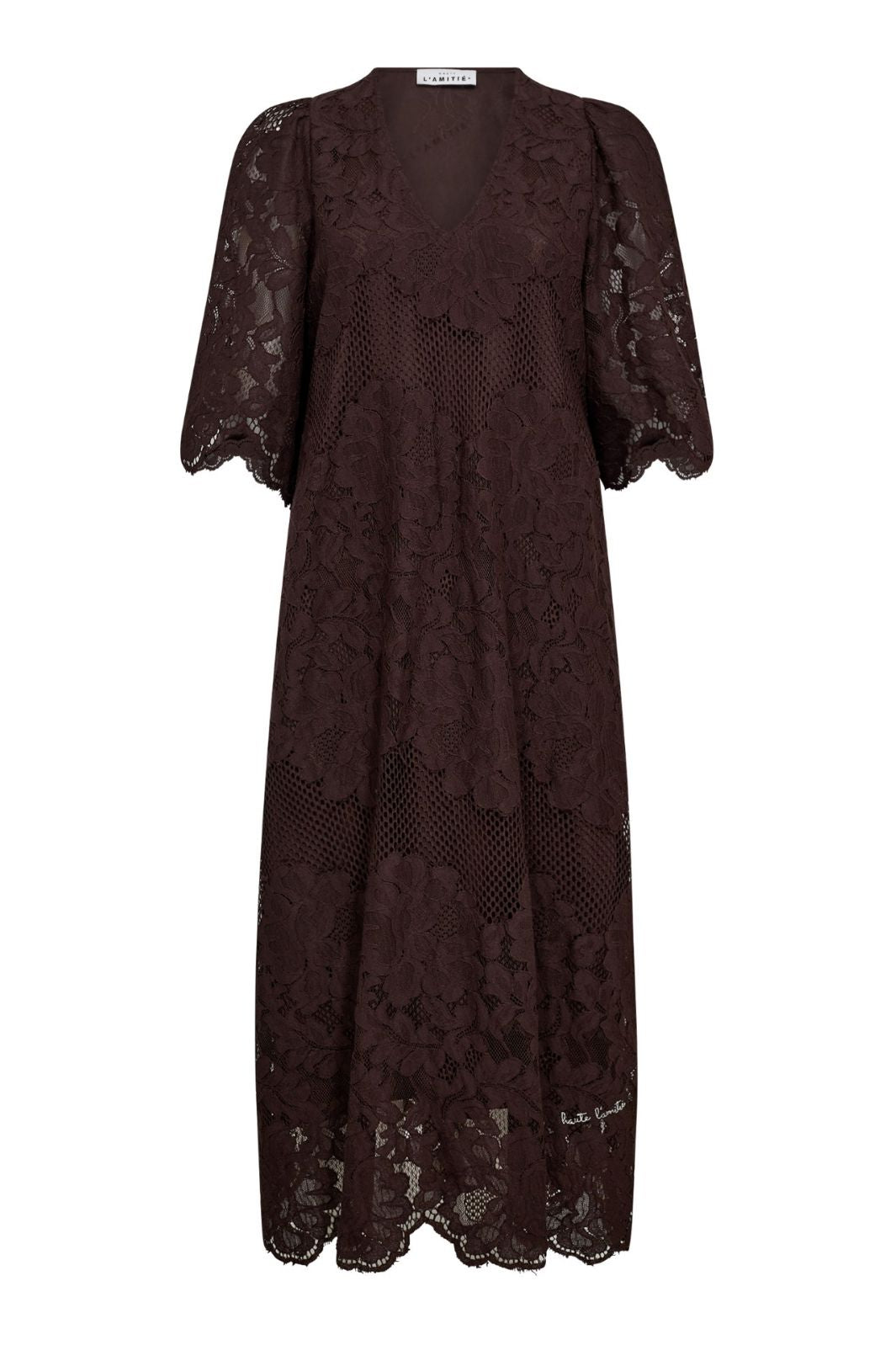 Forudbestilling - Haute L'Amitié - Curvey Lace Hem Dress HL10009 - Mocca Kjoler