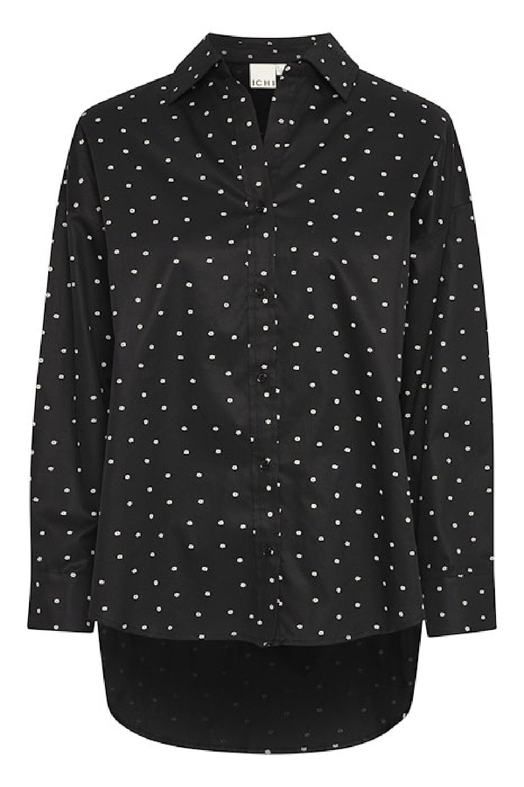 Forudbestilling - Ichi - Ixstormie Flower Sh - 205099 Black W/ White Flower Skjorter