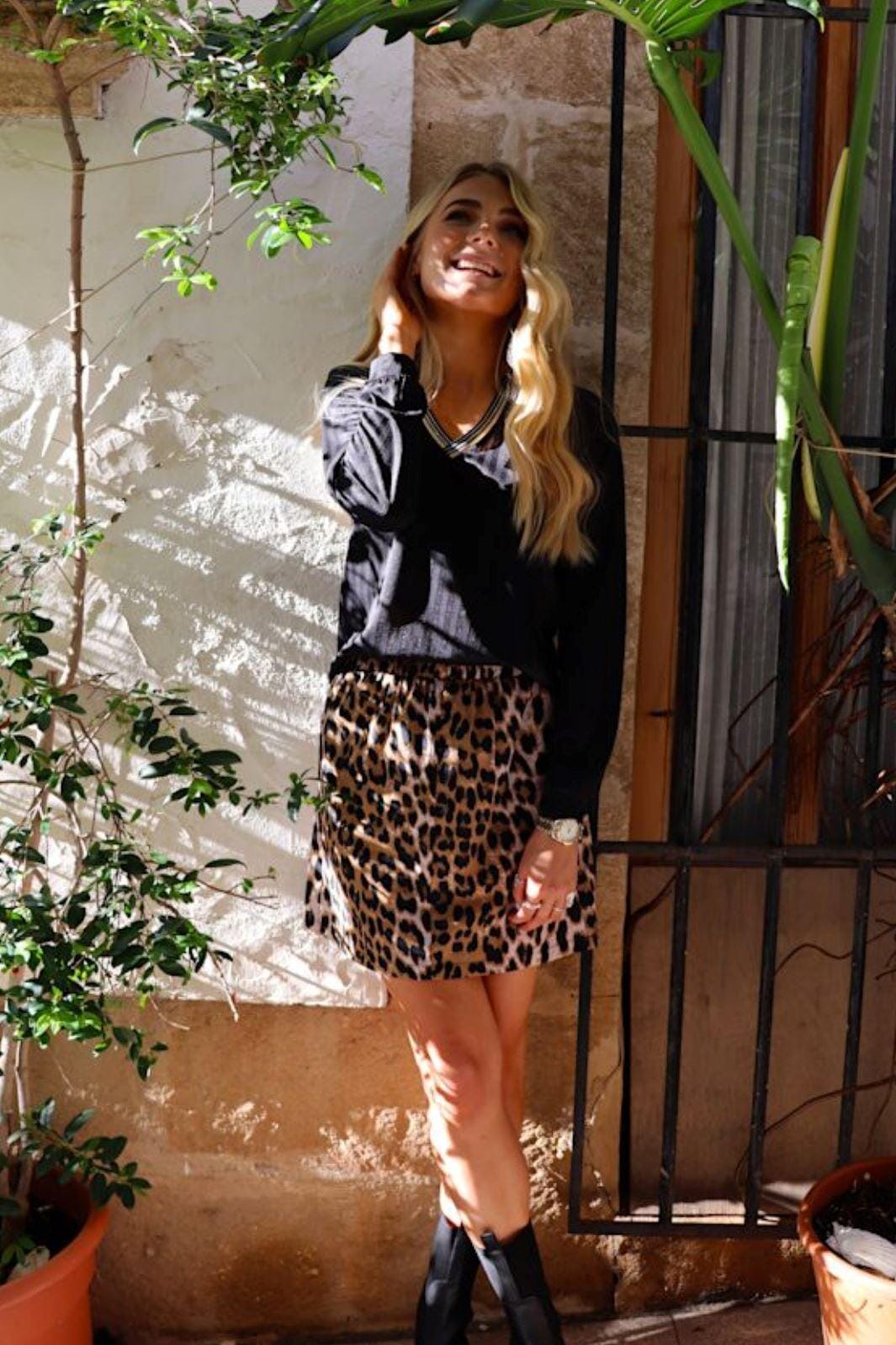 Liberte - Felia-Ls-Tshirt 22158 - Black Simili Bluser