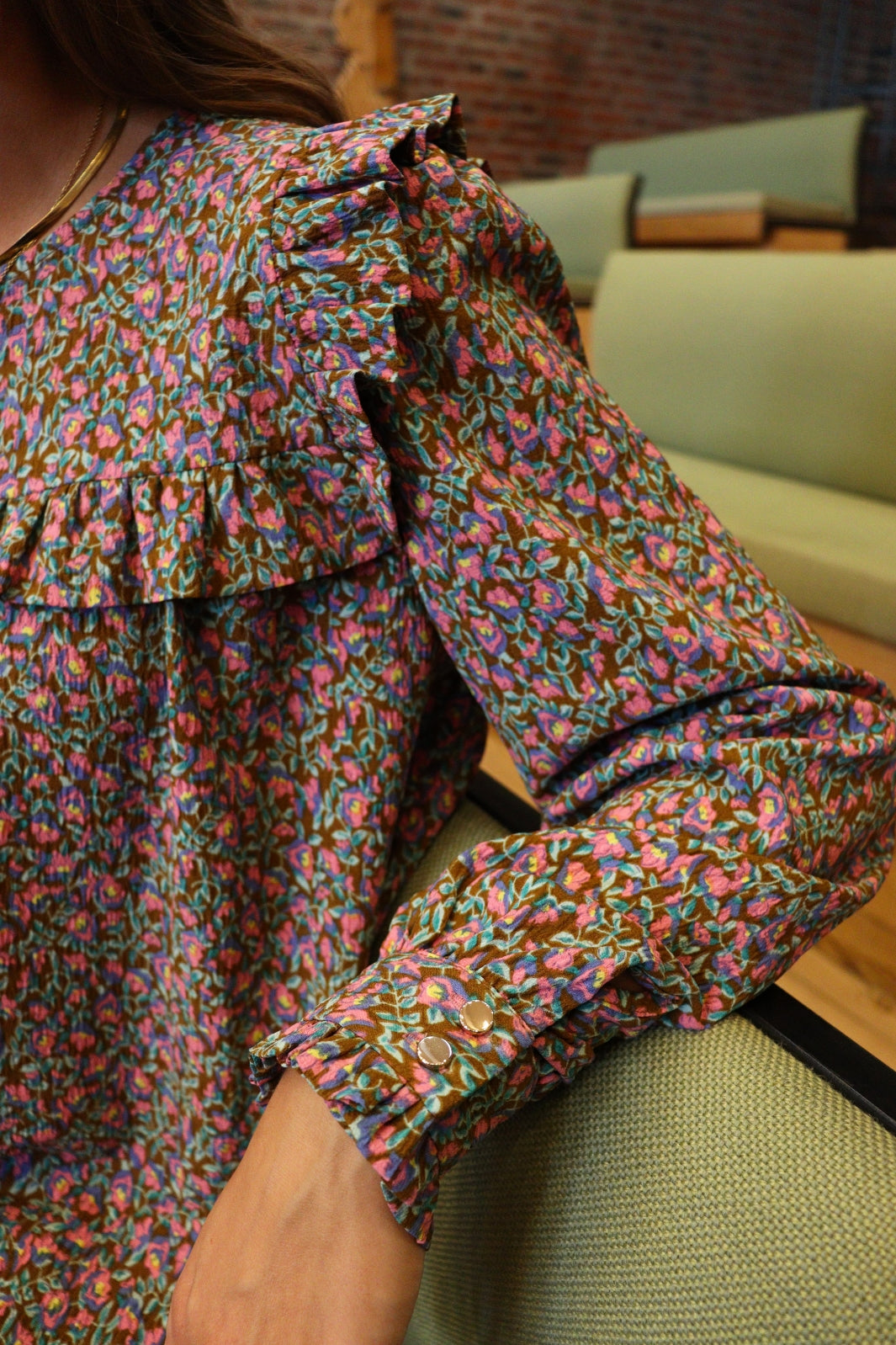 Forudbestilling - Liberte - Heather-Ls-Blouse - Pink Brown Flower (Oktober) Bluser