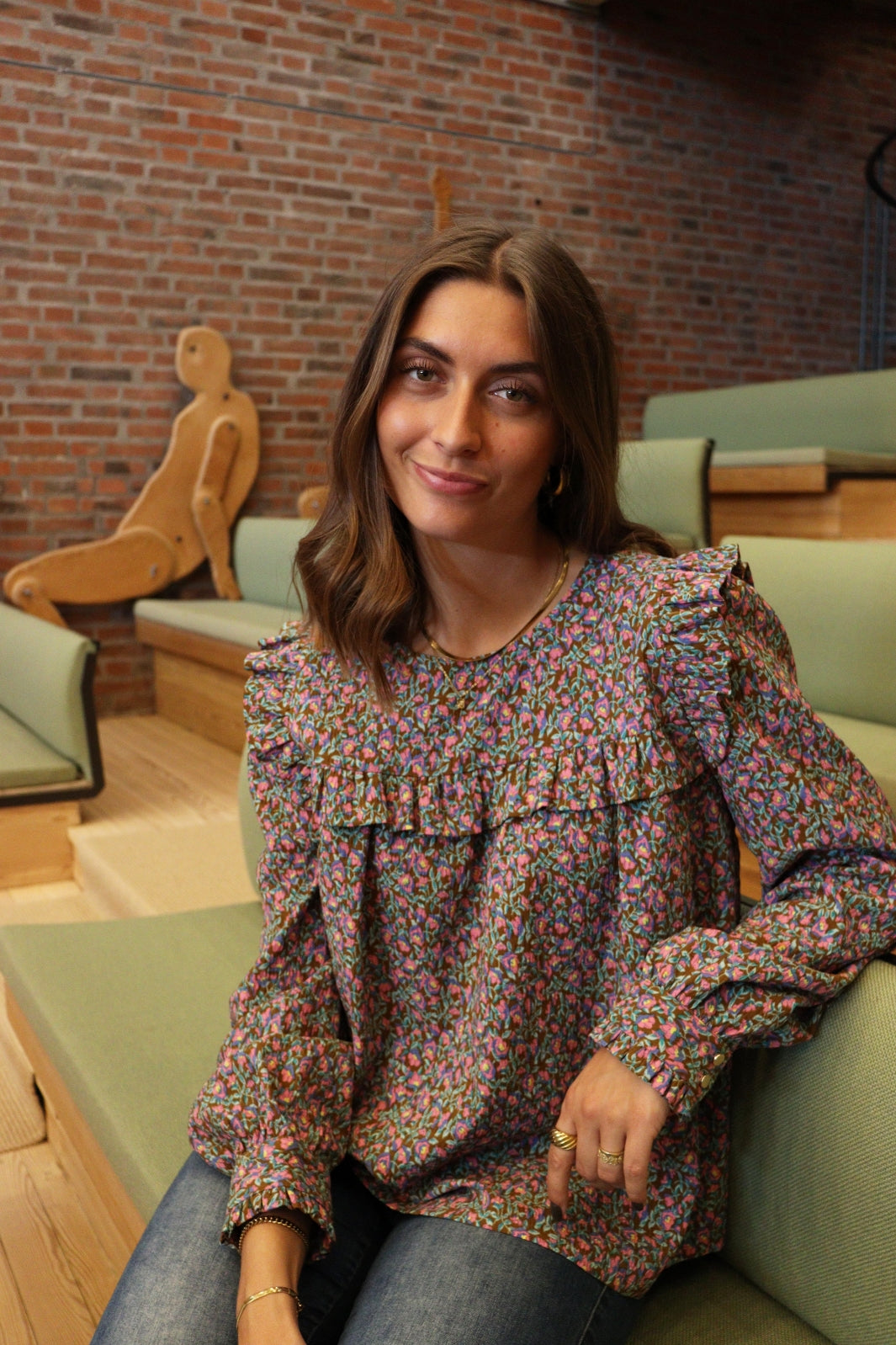 Forudbestilling - Liberte - Heather-Ls-Blouse - Pink Brown Flower (Oktober) Bluser