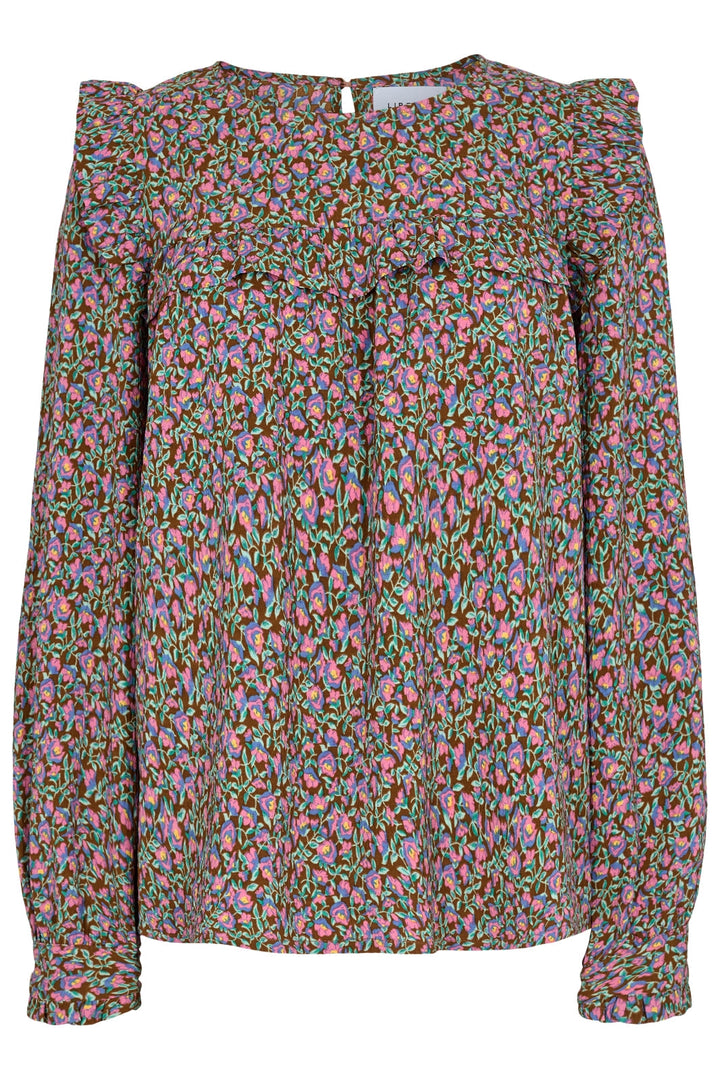 Forudbestilling - Liberte - Heather-Ls-Blouse - Pink Brown Flower (Oktober) Bluser