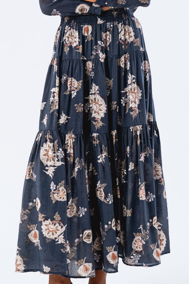 Forudbestilling - Lollys Laundry - Sunsetll Maxi Skirt - 23 Dark Blue Nederdele